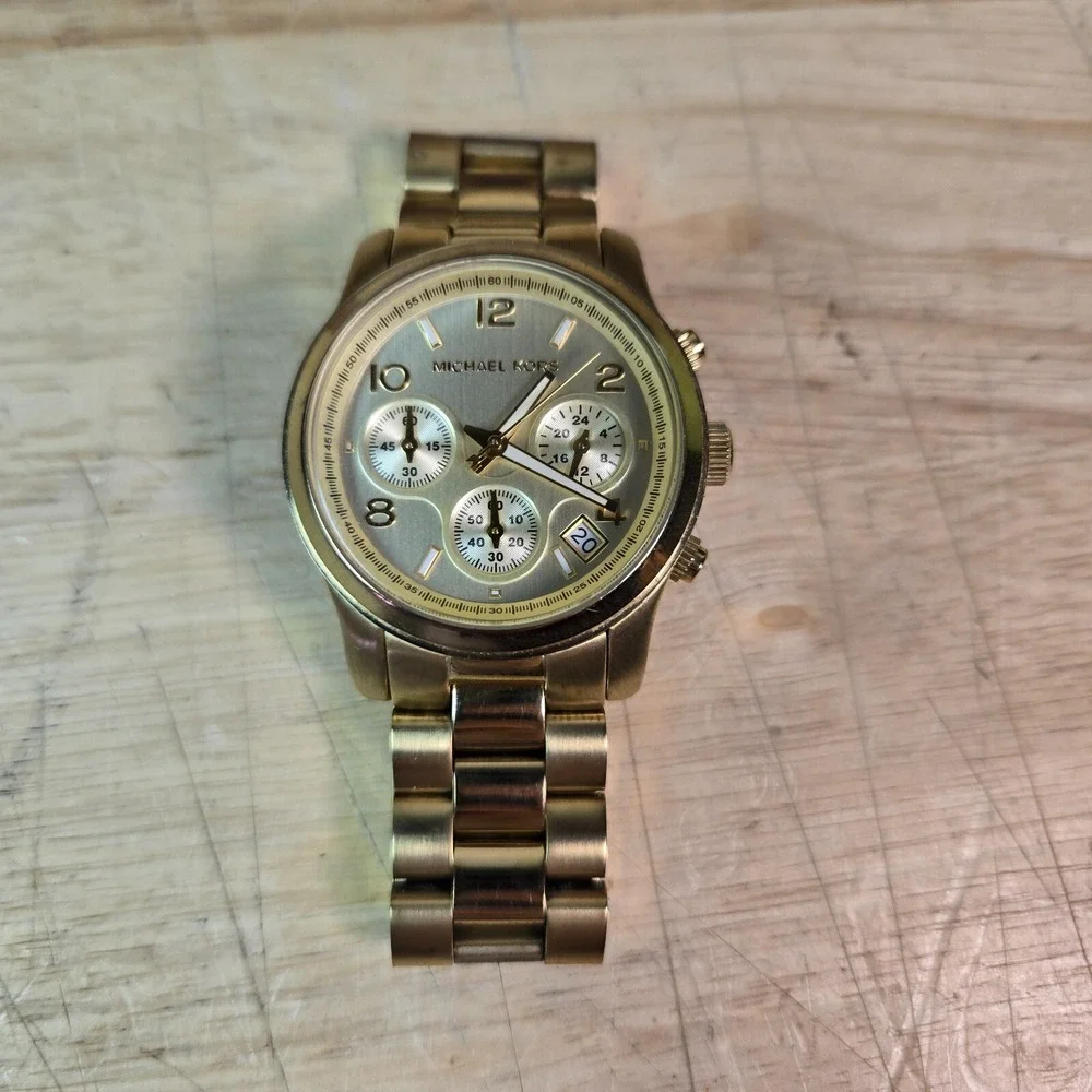 Michael Kors MK5055 Runway Gold Stainless Steel 38mm Chronograph Women's Watch